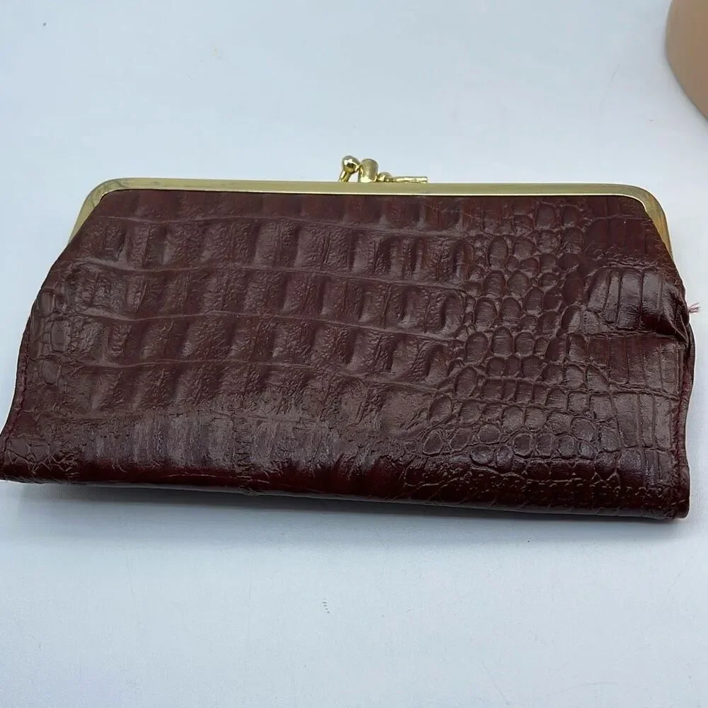 Vintage CVP croc embossed leather wallet .